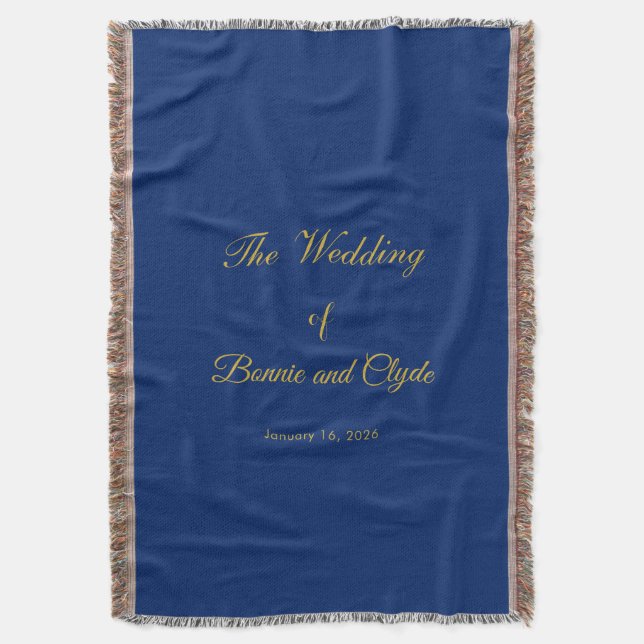 Romantic Wedding Day Celebration Solid Navy Decke (Vorderseite Vertikal)