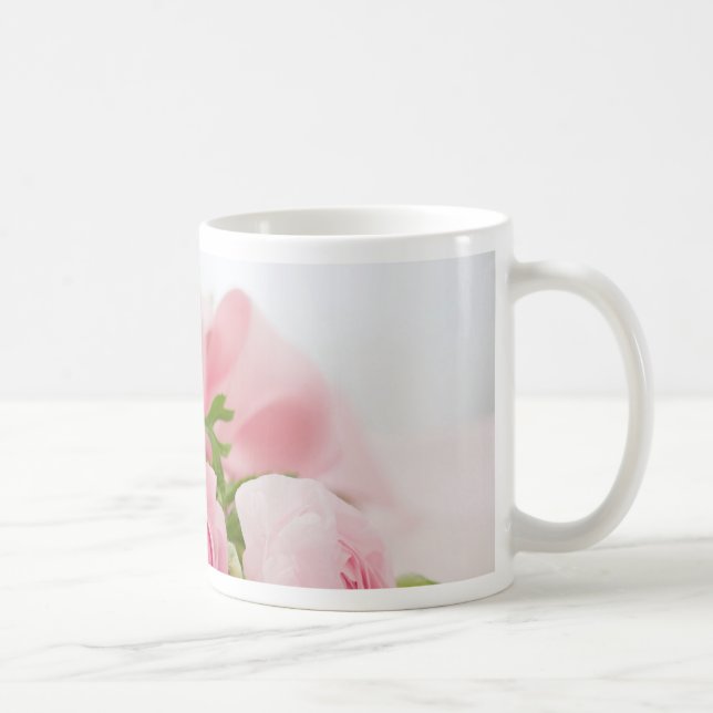 Romantic Wedding Love Soft Pink Flower Bouquet Kaffeetasse (Rechts)
