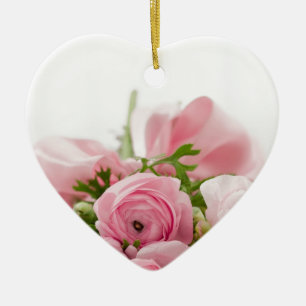 Romantic Wedding Love Soft Pink Flower Bouquet Keramik Ornament