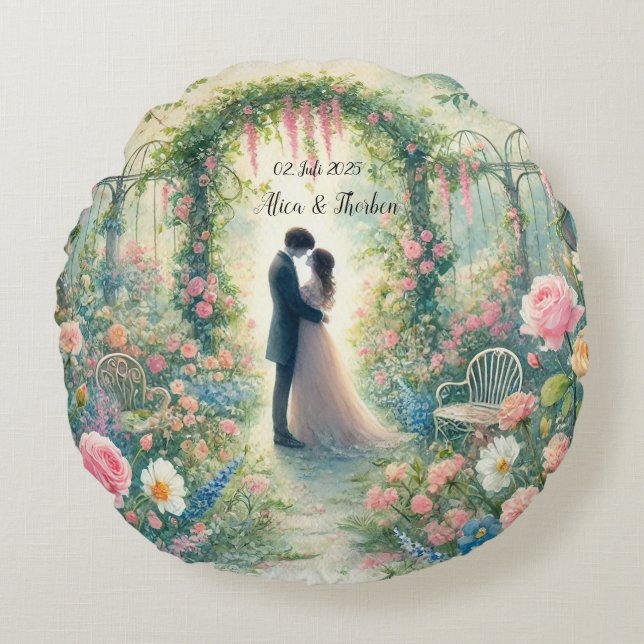 Romantic Wedding pastell Nr.3 Rundes Kissen (Vorderseite)