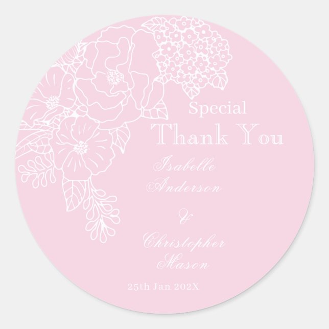 Romantic Wedding Peonies Delicate Blush Pink Runder Aufkleber (Vorderseite)