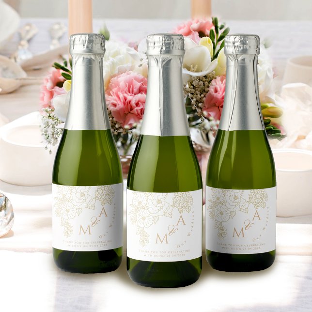 Romantic Wedding Peonies Ivory White (Romantic Wedding Peonies Ivory White Sparkling Wine Label
)