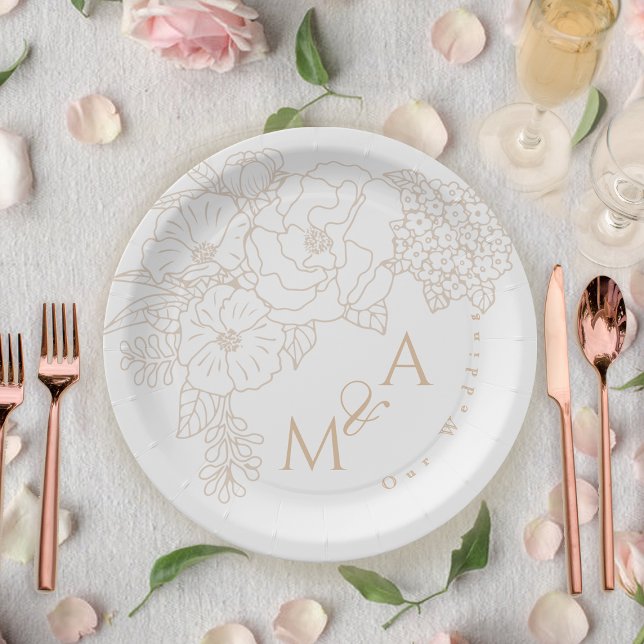 Romantic Wedding Peonies Ivory White Pappteller (Romantic Wedding Peonies Ivory White Paper Plates)