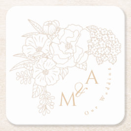 Romantic Wedding Peonies Ivory White Rechteckiger Pappuntersetzer
