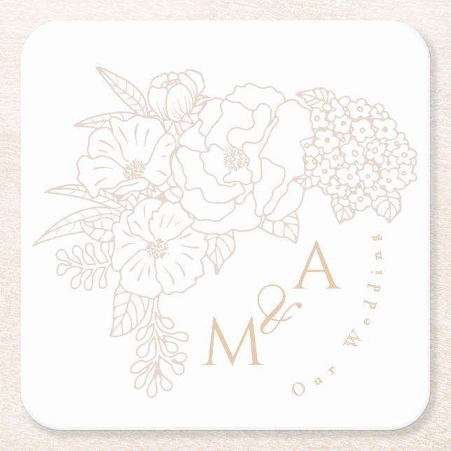 Romantic Wedding Peonies Ivory White Rechteckiger Pappuntersetzer (Vorderseite)
