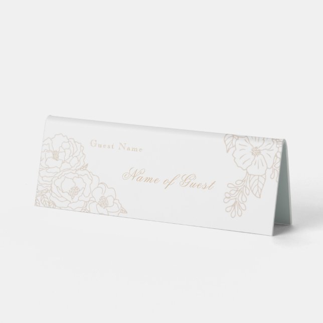 Romantic Wedding Peonies Ivory White Tischaufsteller (Vorderseite)