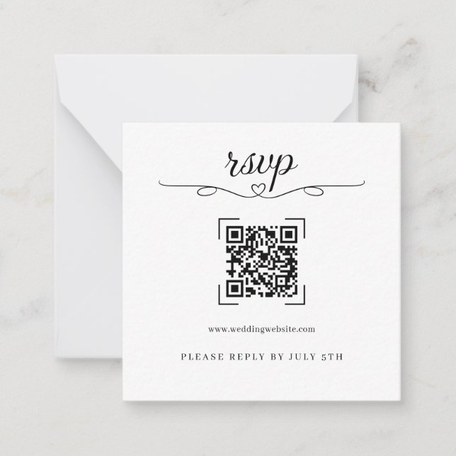 Romantic Wedding QR Code Online RSVP Cards Mitteilungskarte (Vorderseite)