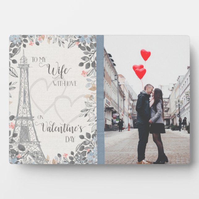 Romantic Wife Valentine's Day Eiffel Tower Fotoplatte (Vorderseite)