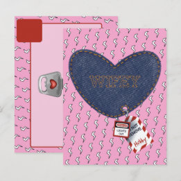 Romantic Wifey Hubby Electrical Lock Tag Herz Postkarte