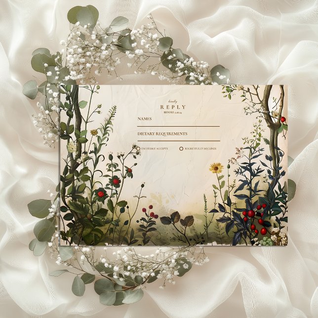 Romantic Wild Garden Wedding RSVP Karte (Von Creator hochgeladen)