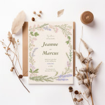 Romantic Wildflower Wreath Wedding Invitation