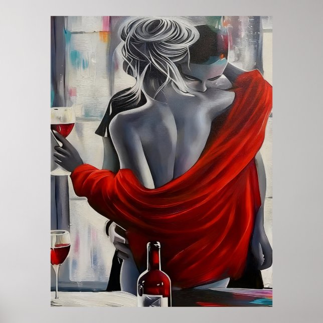 Romantic Wine Embrace Poster (Vorne)