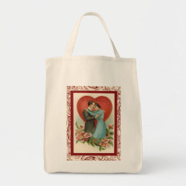 Romantic Woman and Man in Valentine heart Tragetasche