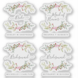 Romantic Wreath in Pink for Bride and Bridesmaids Aufkleber