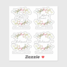 Romantic Wreath in Pink for Bride and Bridesmaids Aufkleber