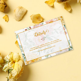 Romantic Yellow Floral Bridal Shower Details Begleitkarte