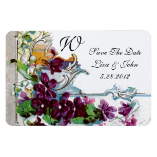 ROMANTİCA 4 MONOGRAMM, Save the Date, grün, weiß Magnet