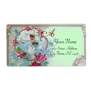 ROMANTICA, BLAUES GREEN FLORAL BEACH WEDD MONOGRAM