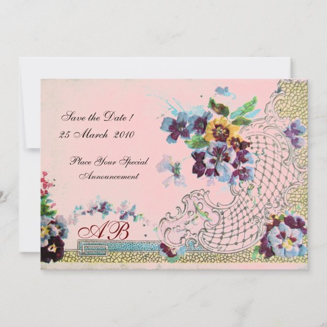 ROMANTİCA Blue Pink Floral Wedgram Einladung (Vorderseite)