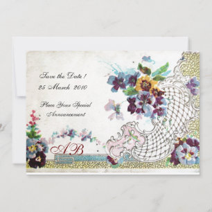 ROMANTICA Blumenblauer Rosa Stiefmütterchen Einladung