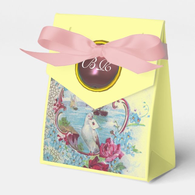 ROMANTICA ELEGANT WEDD PINK GEM MONOGRAM Gelb Geschenkschachtel (Vorderseite)