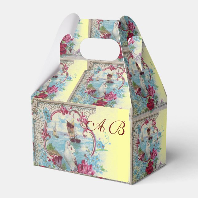ROMANTICA ELEGANT YELLOW PINK WEDD MONOGRAM GESCHENKSCHACHTEL (Vorderseite)