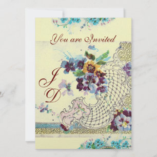 ROMANTICA Floral Blau Rosa Weiße Hochzeit Stiefmüt Einladung