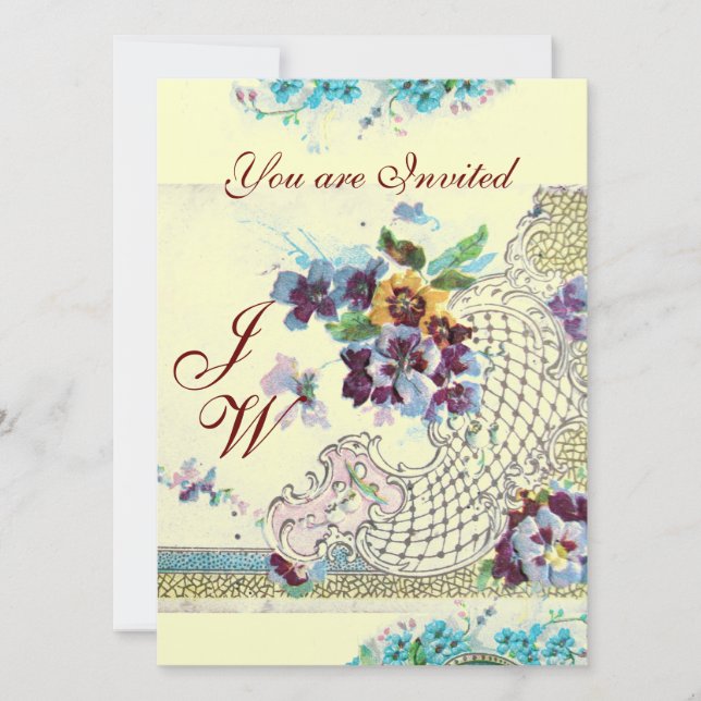 ROMANTICA Floral Blue Pink White Wedgram Einladung (Vorderseite)