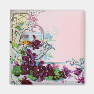 ROMANTICA Florale Schwünge Lila Stiefmütterchen Ro Magnet
