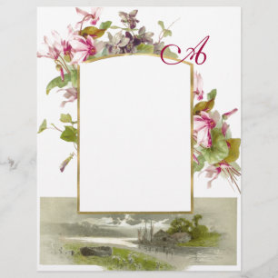 ROMANTİCA MONOGRAM /CYCLAMENS, rosa, grün, creme