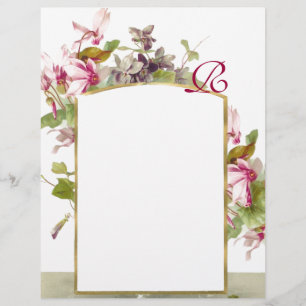 ROMANTİCA MONOGRAM /CYCLAMENS, rosa, grün, weiß