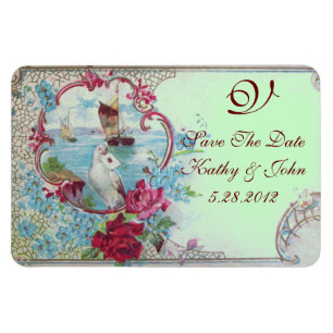 ROMANTİCA MONOGRAM, Save the Date, grün Magnet