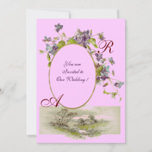 ROMANTİCA MONOGRAM / VIOLETTEN, grün lila, rosa Einladung