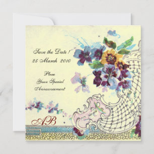 ROMANTİCA Pink Blue Cream Floral Wedgram Einladung