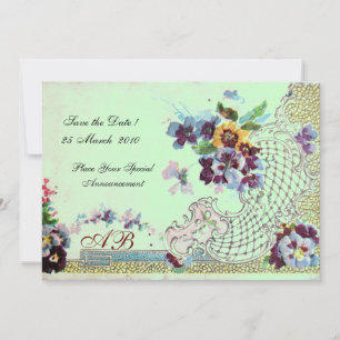 ROMANTİCA Pink Blue Green Wedding Floral Monogram Einladung