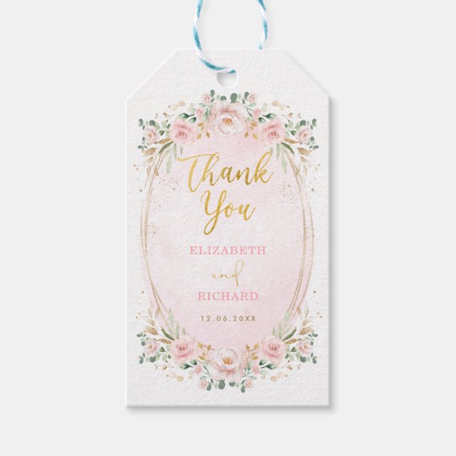 Romantica Pink Blush Gold Gastgeschenke Hochzeit Geschenkanhänger (Vorderseite)