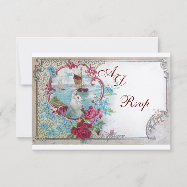 ROMANTICA WEDD MONOGRAM UAWG, Rosa Rosa Gold RSVP Karte (Vorderseite)