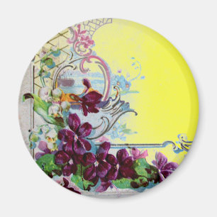 ROMANTICA Wirbel mit Stiefmütterchen, Lila gelb Magnet