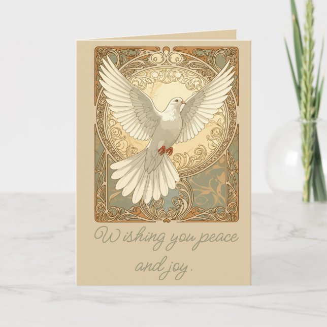 Romantically Nostalgic Peace Dove Greeting Card Feiertagskarte (Vorderseite)