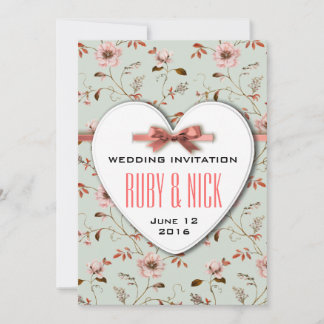 RomanticCharm Vintage-Blumen-Hochzeitssammlung Einladung