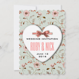RomanticCharm Vintage-Blumen-Hochzeitssammlung Einladung