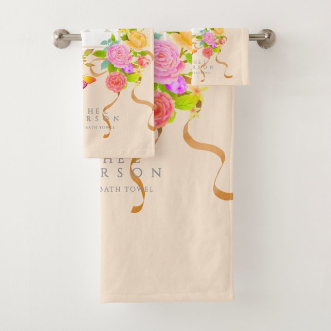 Romantics Blooming Garden Monogram Beige Badhandtuch Set (Insitu)