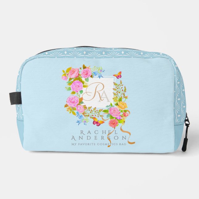 Romantics Blooming Garden Monogram Blue Waschbeutel (Vorderseite)