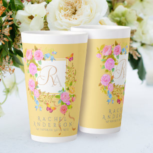 Romantics Blooming Garden Monogram Gold Latte Mug