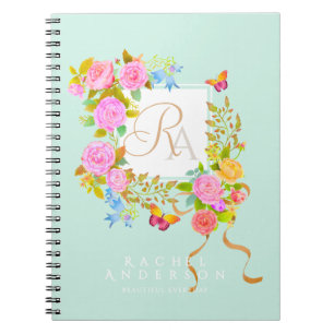 Romantics Blooming Garden Monogram Green Notizblock