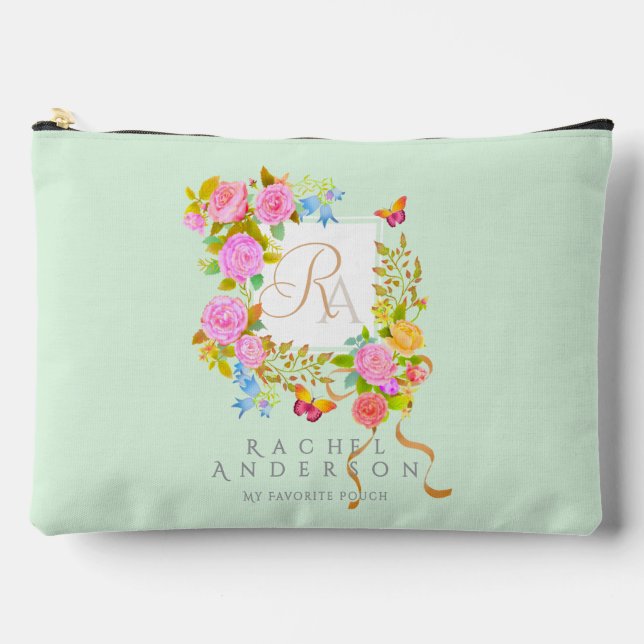 Romantics Blooming Garden Monogram Green Zubehörtasche (Vorderseite)