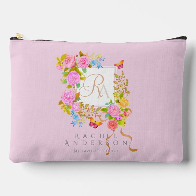 Romantics Blooming Garden Monogram Pink Zubehörtasche (Vorderseite)