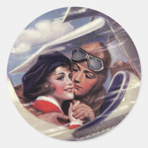 Romantik am Himmel Runder Aufkleber