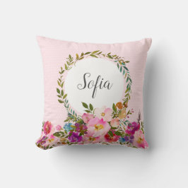 Romantik , Aquarellfarbene Blume, bohemischer Blum Kissen