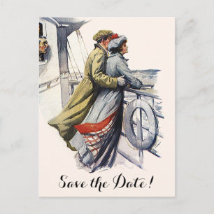 Romantik auf einem alten Kreuzfahrtschiff, Hochzei Ankündigungspostkarte